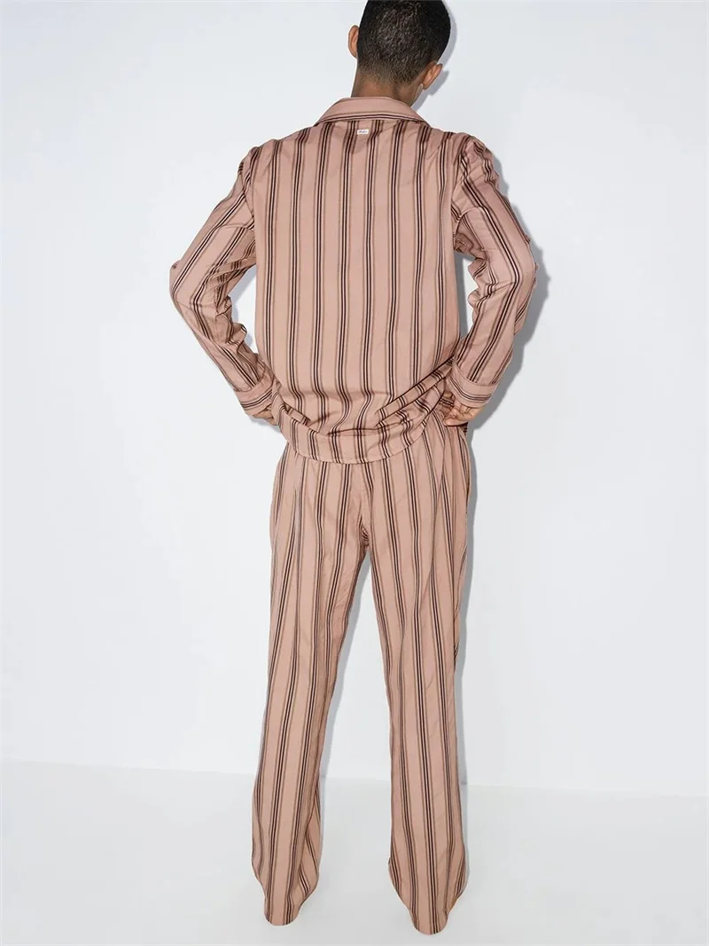 High Quality Buttoned Striped Set Wholesale Custom 2020 Winter Cotton Men's Sleepwear