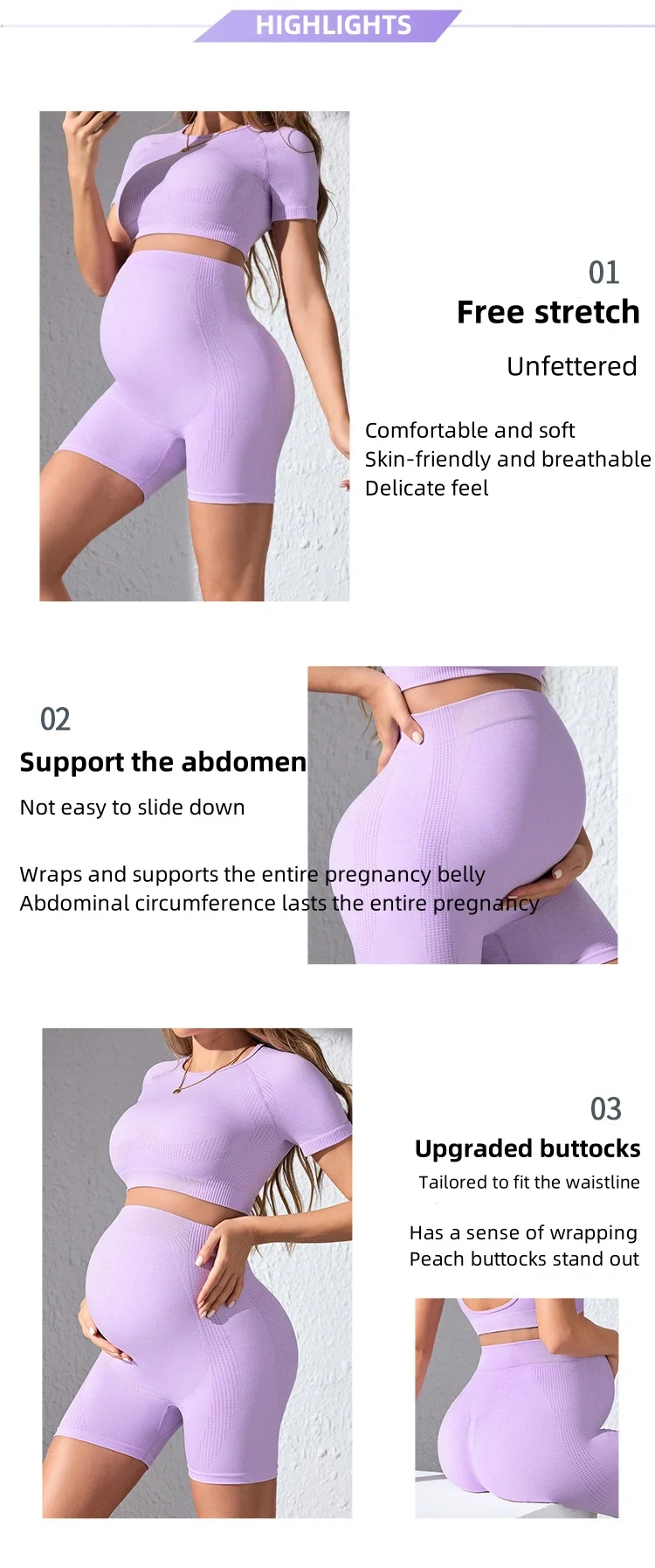 product soft maternity yoga sets back hollow out short sleeve cropped tops and high waist skinny shorts maternity fitness workout sets-56