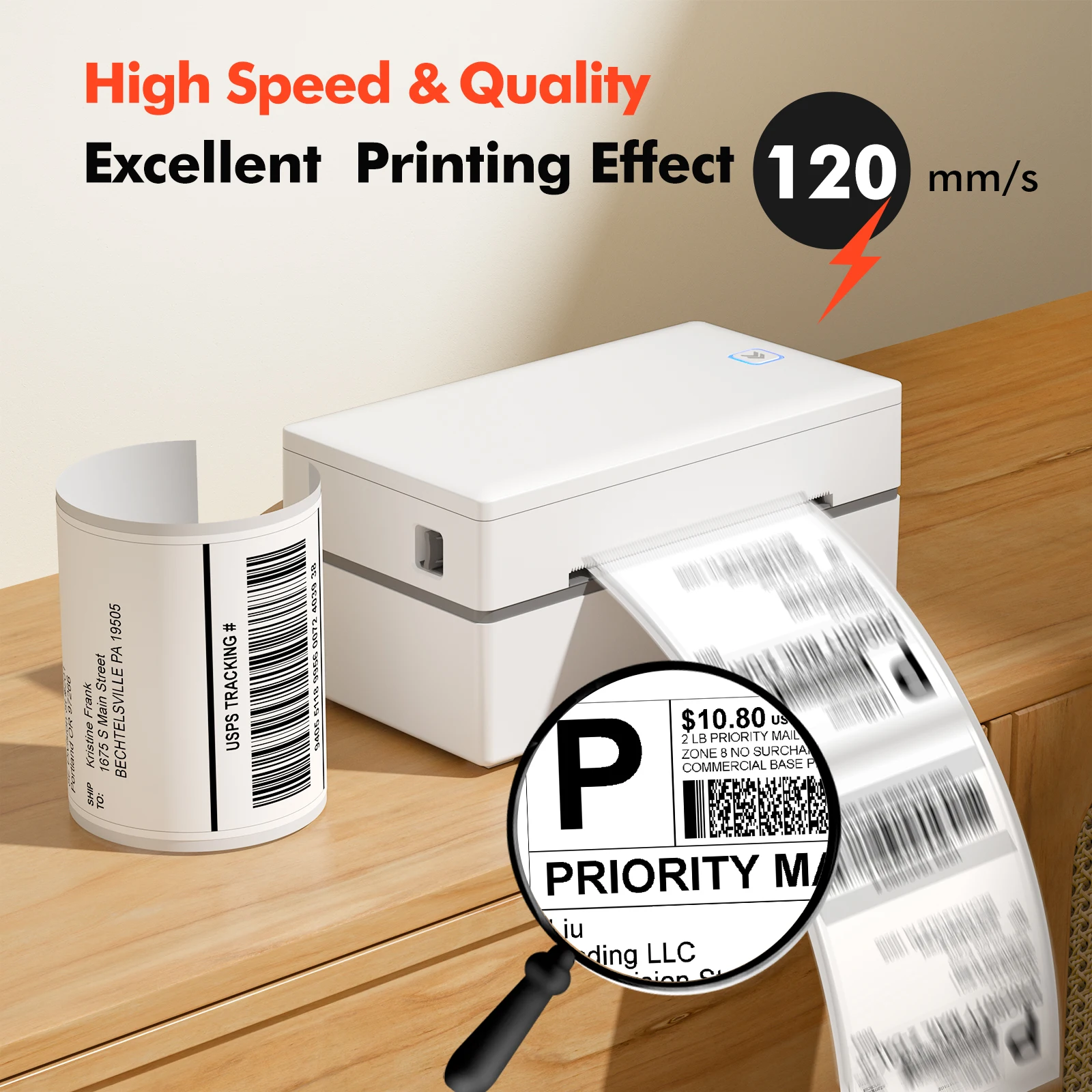 Luck Jingle  110mm Sticker Waybill Printer for Express Logistics 200dpi GD985 USB BT Shipping Barcod Printer6