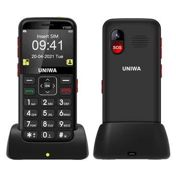 UNIWA V1000 Custom Big Button Big Battery 3G&4G Seniors Cell Mobile Phone with SOS Camera Torch Features UK/US Plug for Elderly