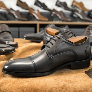 Wholesale Genuine Leather Gentleman Elegant Handmade Shoes Men Italian Derby Business Shoes