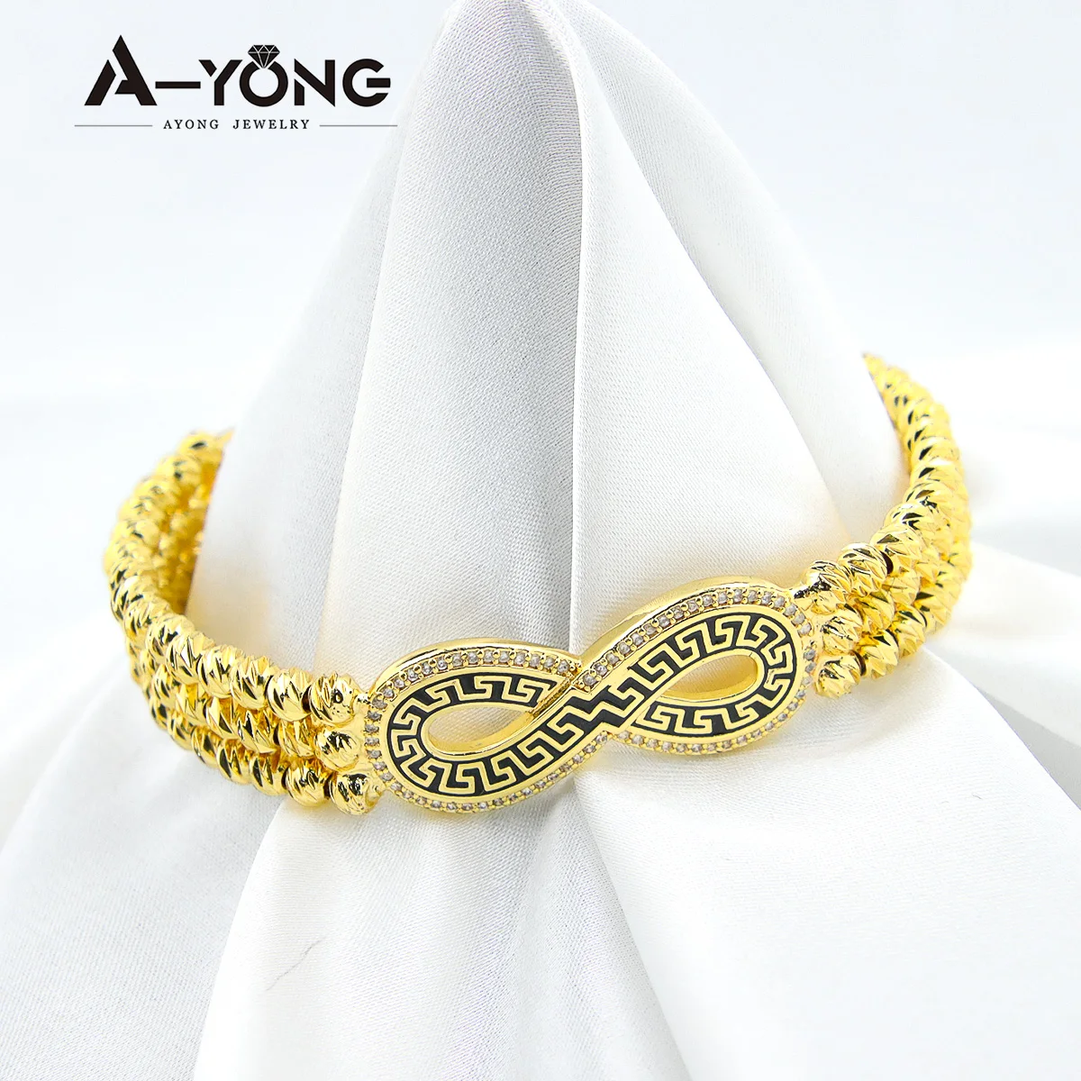 Unique Design Multi Layer Beaded Chain Bracelet Infinity Gold Bangles 18k Women Bangle Bracelet