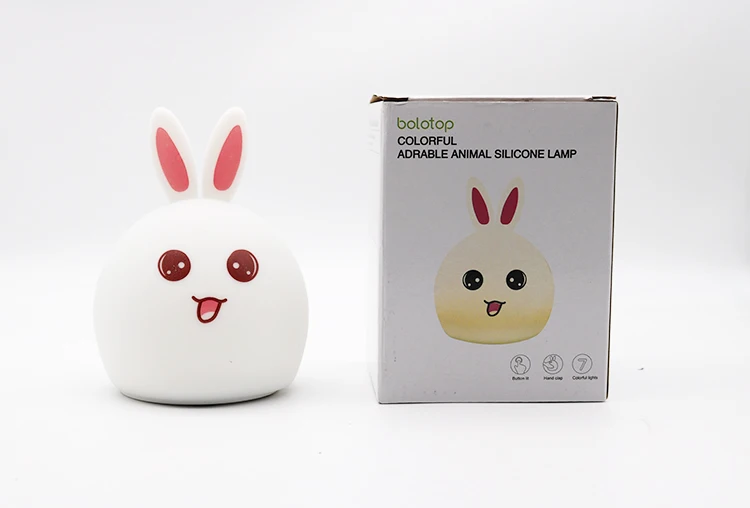 Multi Color Changing Rabbit cartoon led Lamp touch sensor Baby Night Light idea cute Soft Silicone Bunny Nursery Light supplier