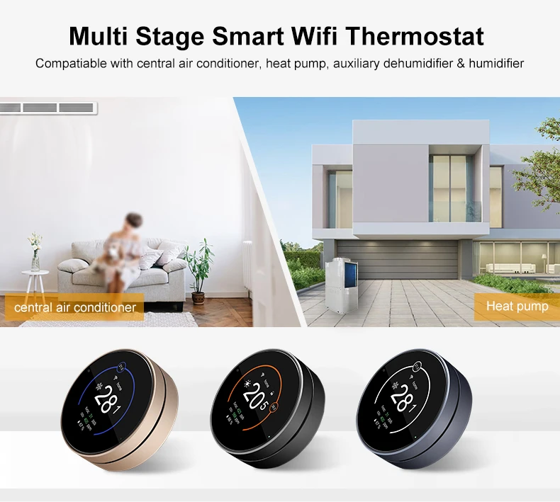 Bandary 24V multi-stage cool heat Smart Thermostat WIFI home heat pump Controller for Heat Pump System Air Conditioner