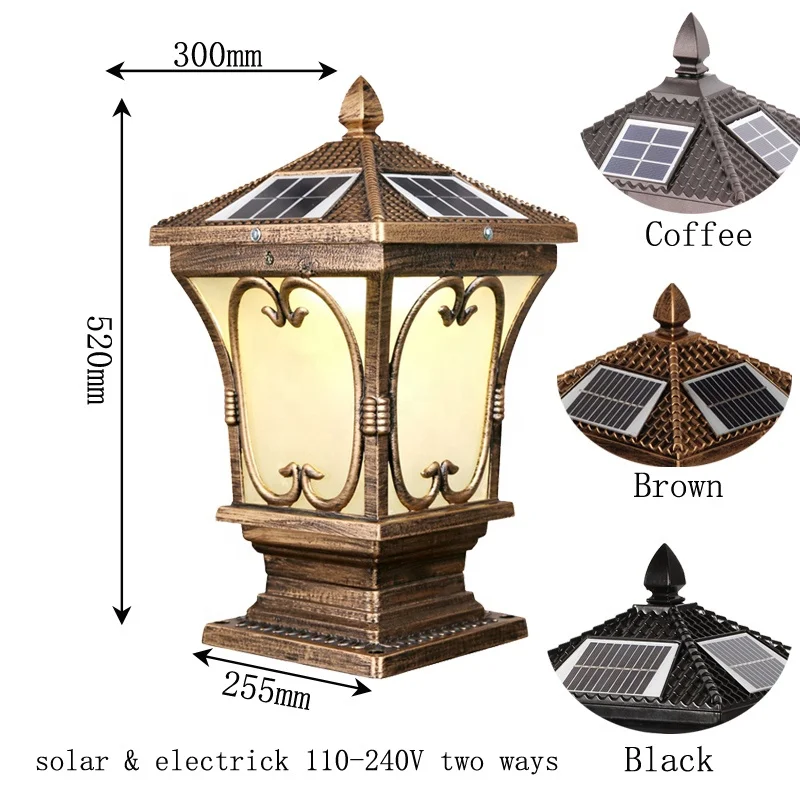 Черный алюминиевый корпус 4 Вт ограждение столб освещение ворота домашняя Водонепроницаемая Солнечная