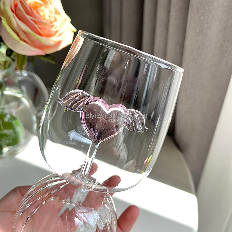 Lelyi Ins Light Luxury Creative Love Angel Wings Glass Cup Unique Wine Glass  Cup - China Glass Dessert Cups and Bulk Glass Cups price