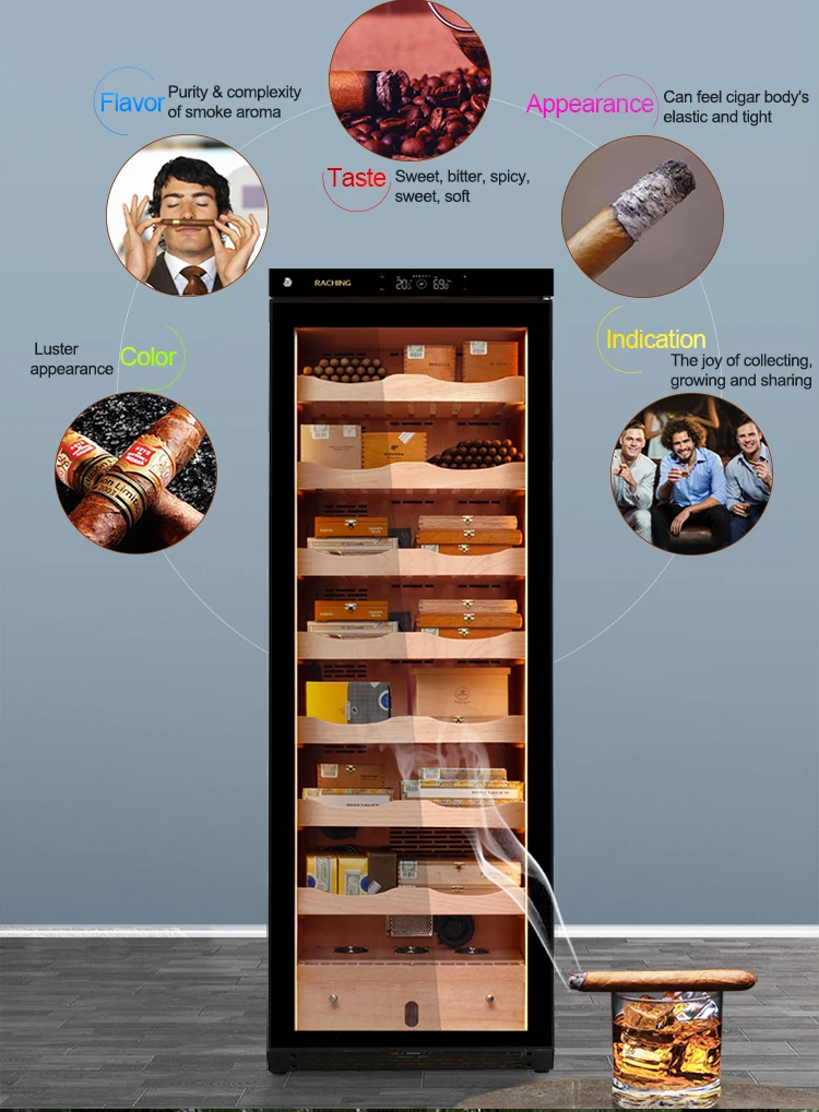 Direct Factory Offer Precise Climate Controlled Electronic Cigar Humidor Cabinet 1000 Cigars Capacity Stainless Steel
