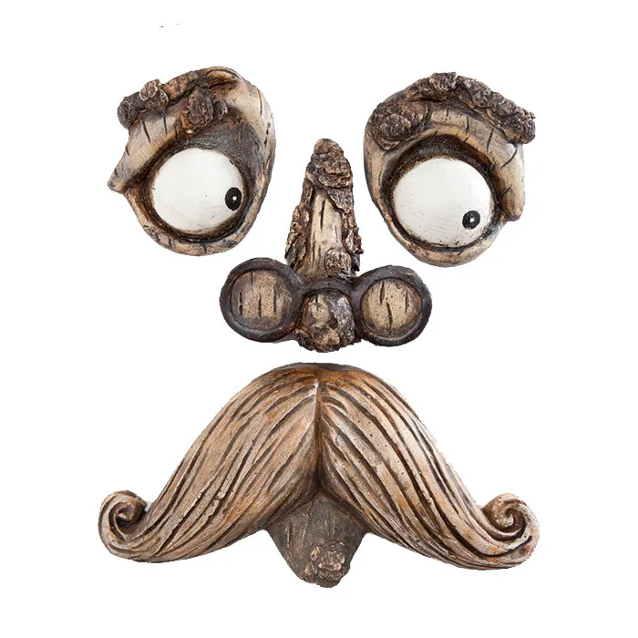 Tree Face Hand-painted Outdoor Old Man Tree Hugger Sculpture with a Tobacco Pipe in Mouth for Yard Decorations and Home Decor