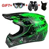 Gafas, máscara y guantes con estampado floral verde brillante.