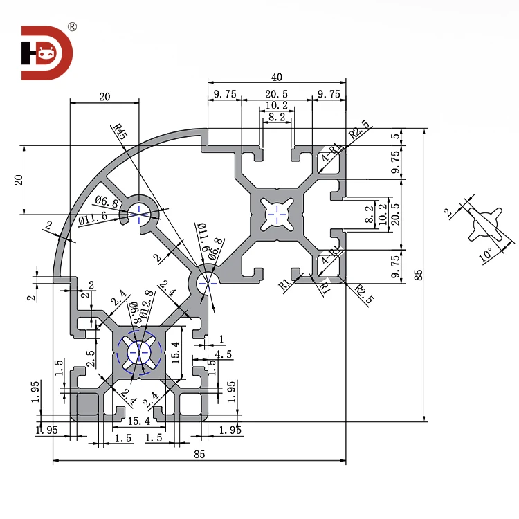 product 8540r extruded aluminum profile automation equipment frame corner 8540r industrial aluminum alloy profile-3