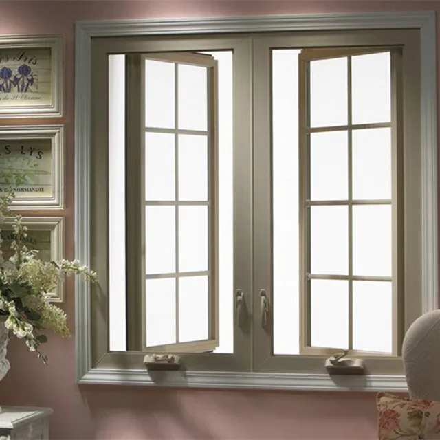MapleMiles 75 Series Spanish Style Windproof Double Glass Brown Aluminum Home Casement Window