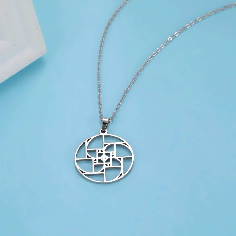 Fibonacci Spiral Circle Triangle Golden Ratio Geometry Pendant Necklace Stainless Steel Women Choker Necklace Jewelry