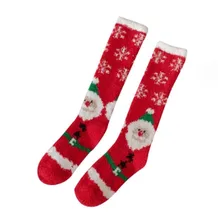 Winter Warm Cute Christmas Socks Thicken Women Tube Santa Sock Fluffy Crew Hosiery Home Cozy Xmas Socks for Women