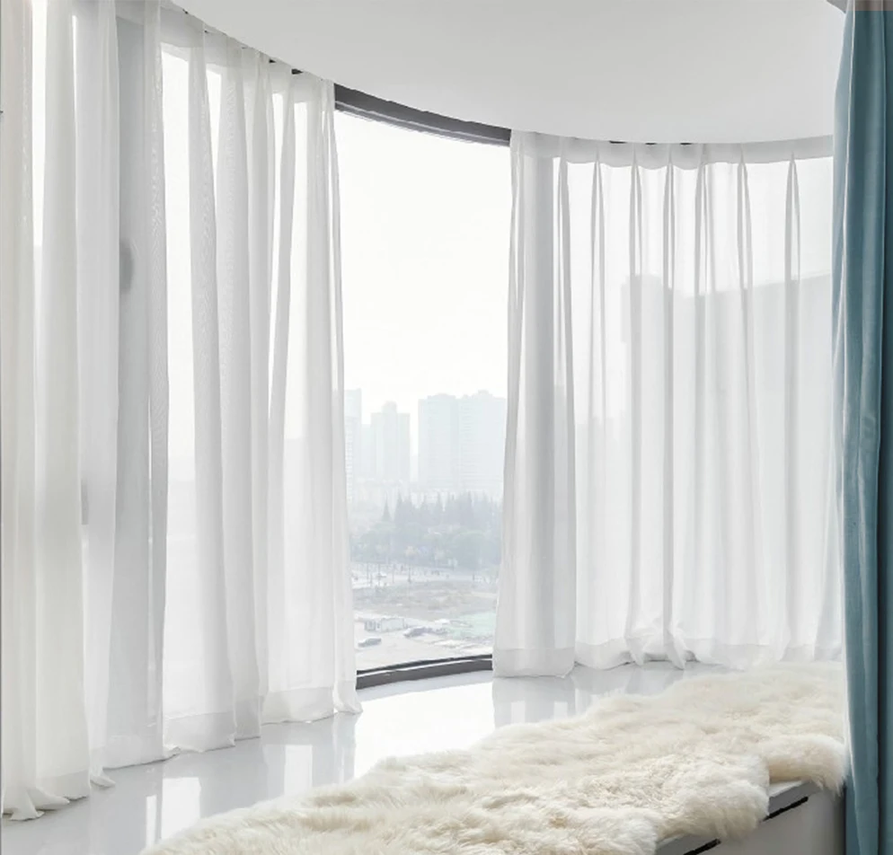 Electric Curtain Rails Wifi Remote Control Bending Curved Motorized Curtain Tracks for Bay Window