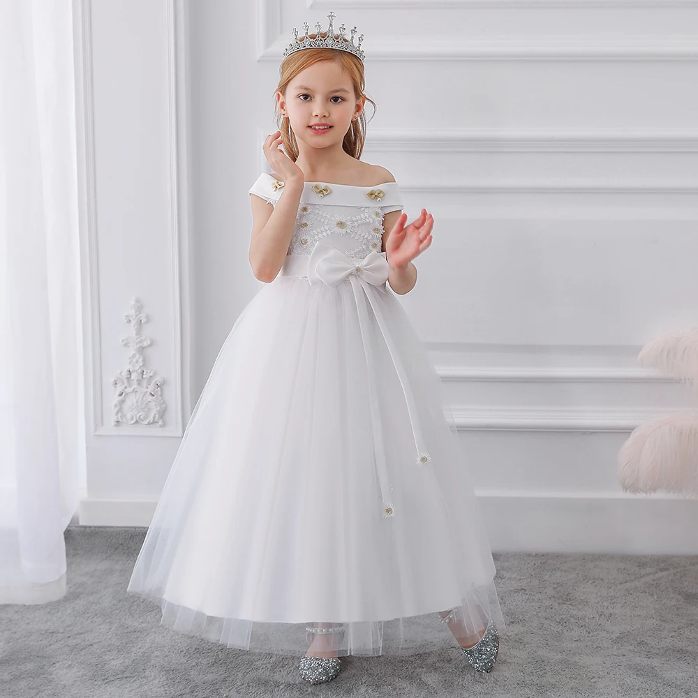 New Arrival Beautiful Kids Clothing Girl's Princess Long Wedding Dress ...