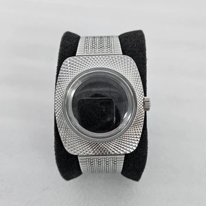 New 36.5MM Stainless Steel Case With Geometric Design Watch Case And Strap With Mineral Mirror Suitable For NH35/36 Movement