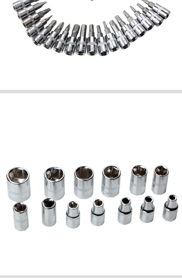 Factory direct selling heavy standard hand tools 46 piece auto repair kit socket wrench set plastic box