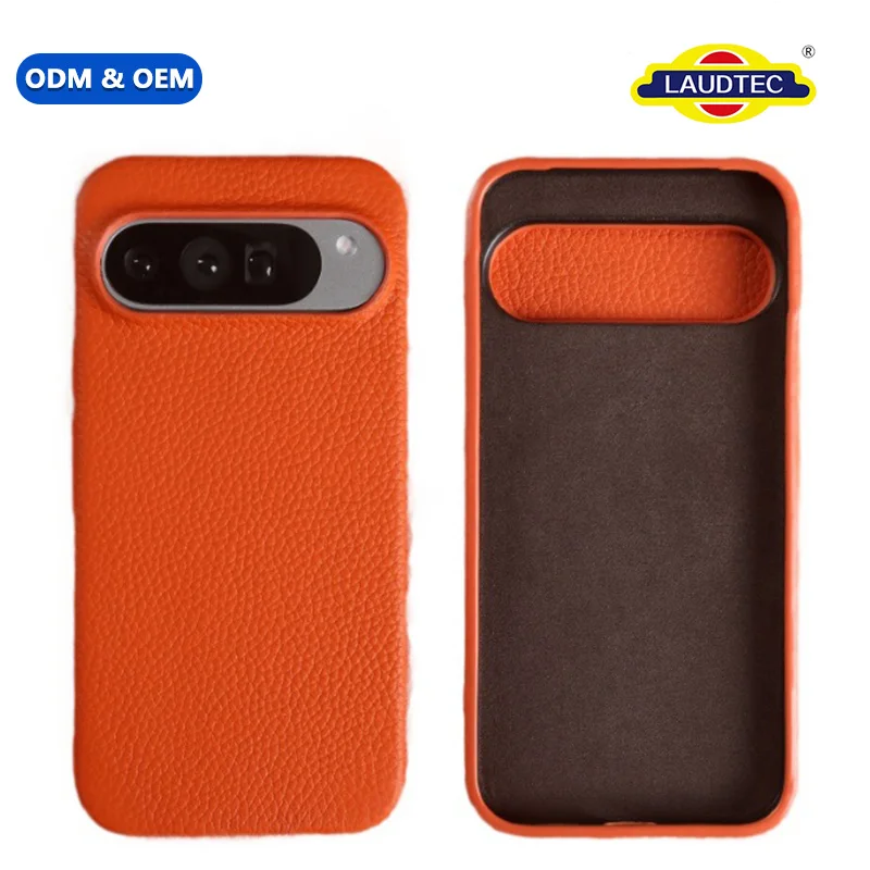 Premium Real Leather Litchi Grain Case for Google Pixel 7 Pro 8 Pro 9 Pro 10 Pro Flocking Lining Magnetic Wireless Charger Cover