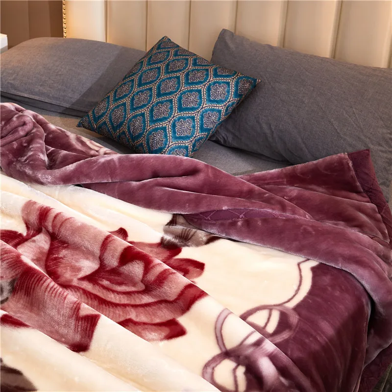 Double Thick Chunky Soft Fleece Plush Bed Blanket Thicker And Warming