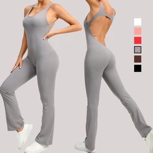 Quick Dry Yoga Suit for Dance Exercise Fitness Flared One Piece Bodysuit with Butt Lift and Abdominal Control