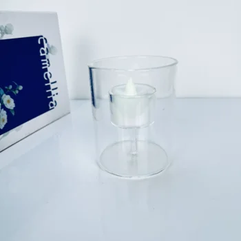 custom cylindrical glass candle holder wedding decorative glass stem small tealight holder