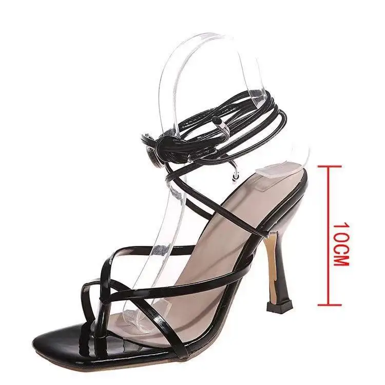 New style sandals women 2021 summer European and American style square head strap stiletto high heels large size 43