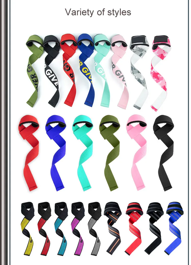 Gym Accessories Custom Logo Padded Cotton Power Deadlift Straps Wrist
