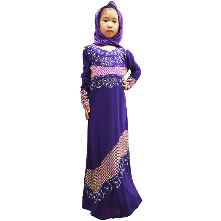 2021 New Design Colorful Girls Kids Abaya Hijab Wholesale