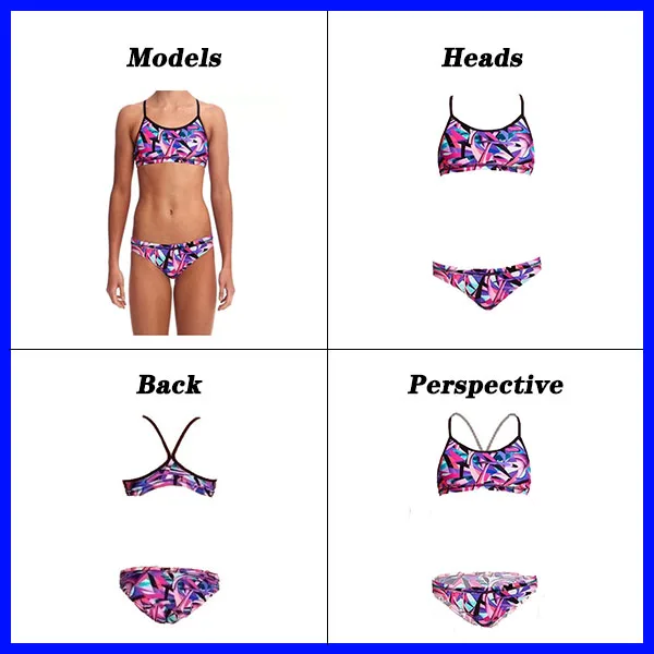 Girls Pastel Paradise Cross Two Piece Kids Swimwear for Girls Swimwear Kids  Girl