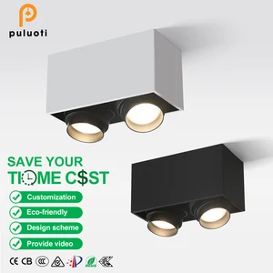 Modern 24W Adjustable Beam Angle 15-60° Spot Lights Aluminum LED Ceiling Light White Square Surface Mounted 2-Head Led Spotlight