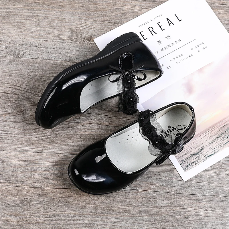 Новый дизайн мягкая резиновая детская школьная обувь принцессы кожаная для