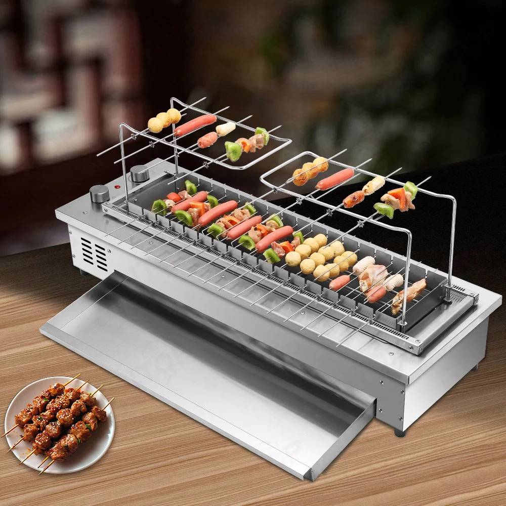 Bbq Grill Table Top Restaurant Barbecue Kebab Skewers Machine Baked Fish  Furnace Steak Oven Rotisserie Roast Roasting Plate