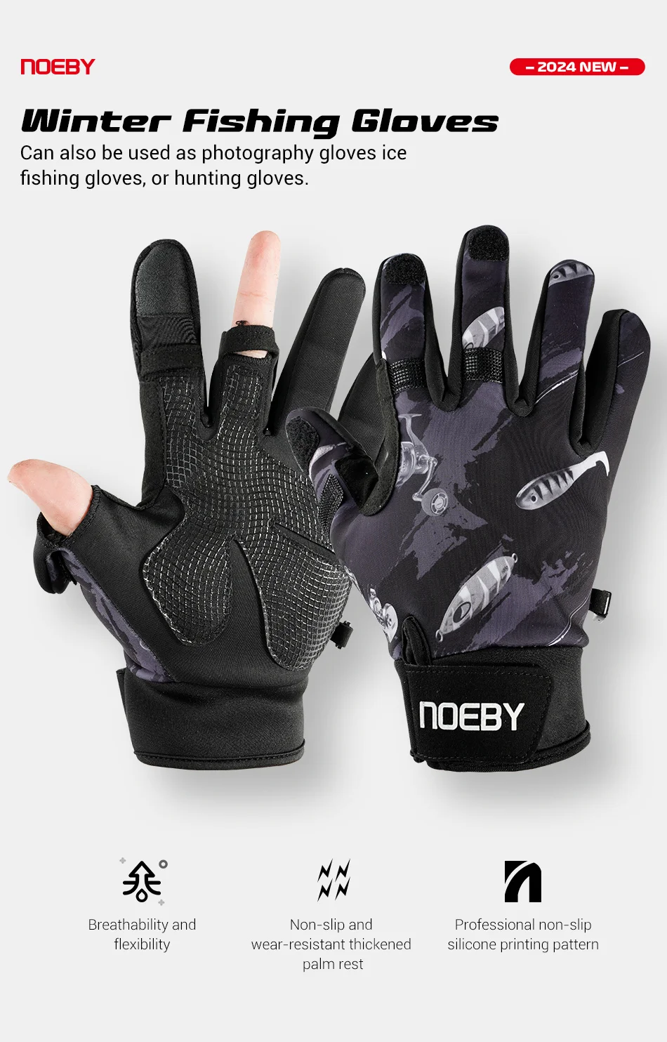 Noeby Outdoor Waterproof Gloves Slipproof Synthetic Leather Durable
