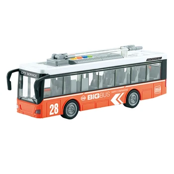 Bustrolley 1/16 Inertial Bus Car With Light Sound  , Kids Toys 2023 New Arrivals Friction Toy Vehicle Cars For Children