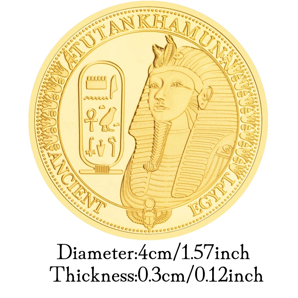 Tutankhamun Pharaoh of Ancient Egypt Commemorative Coin Custom Metal Souvenir with Gold Plating Creative Gift with Logo Print