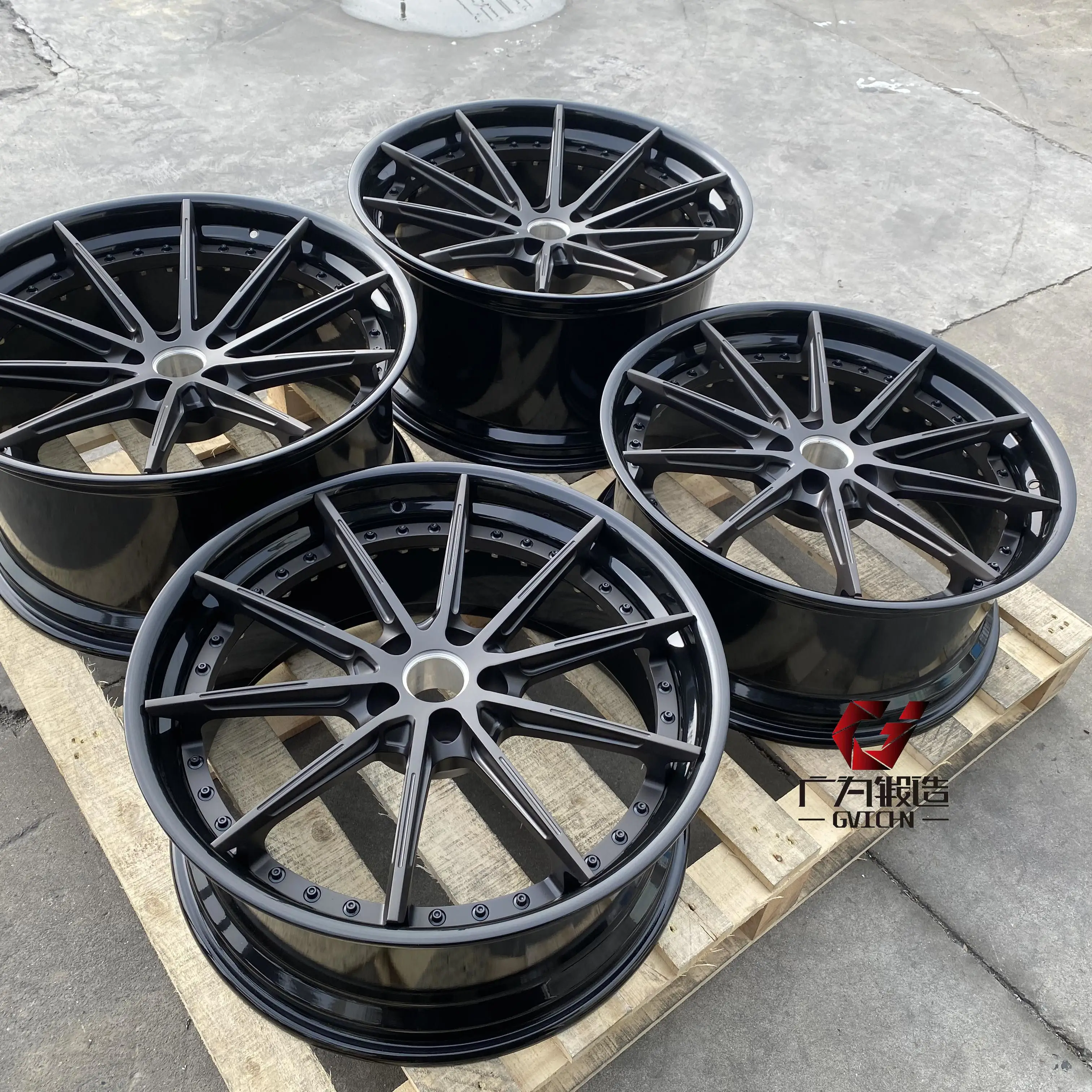 GVICHN Custom 19 20 21 22inch Rim 71.6 66.6 57.1 6061 Aluminum Alloy Two Piece Forged Racing Car Wheels for Porche Lamborghini