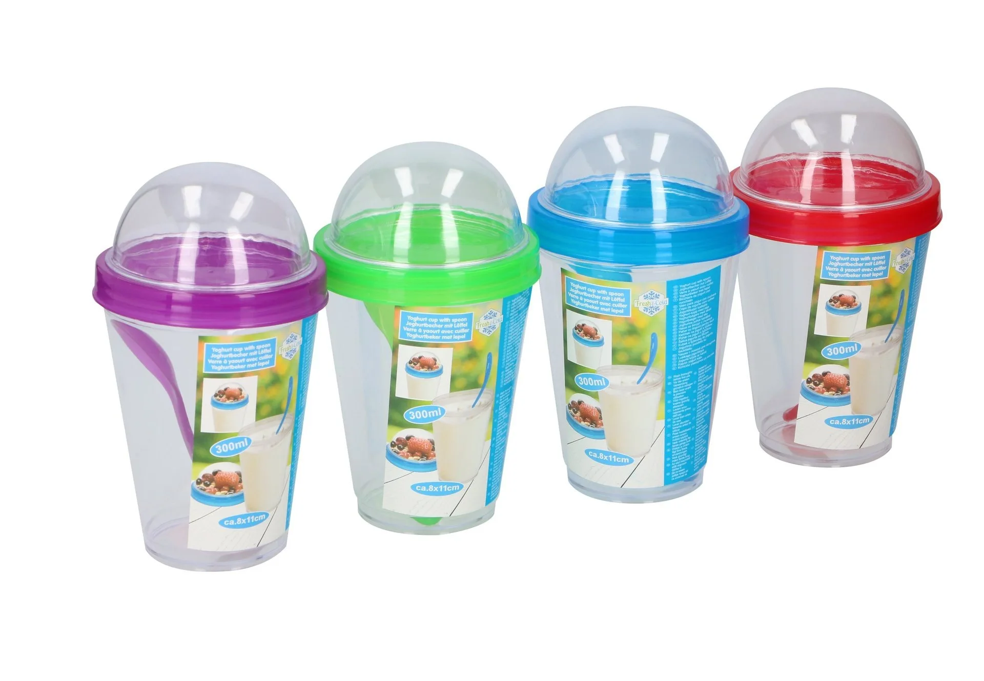 Portable Plastic Blue Overnight Oats Oatmeal Jar Fruit Vegetable Yogurt