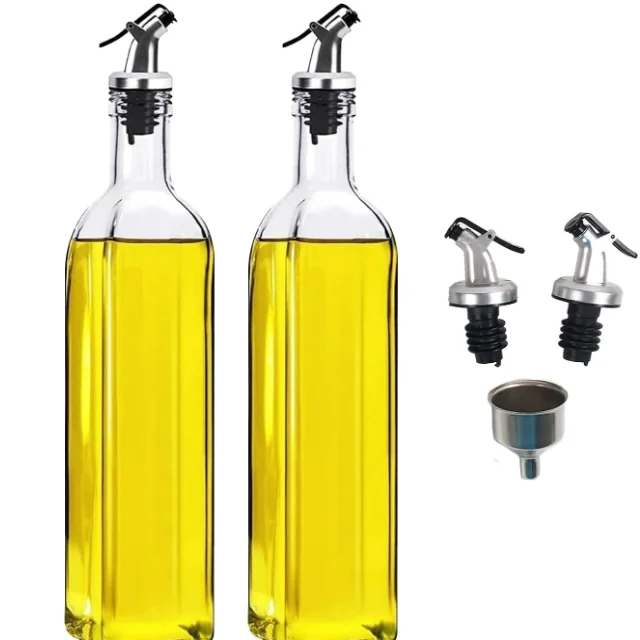 Oil And Vinegar Dispenser Set Lead Free Glass Material Olive Bottles