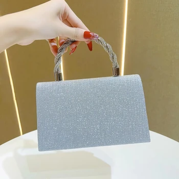 Wholesale New diamond dinner bag cross-border ladies hand bag shiny handbag princess dress bag