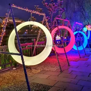 Lighting Circular Hanging Chair Garden Patio Swings Mall Decorative Ornaments Color-changing Lighting Swing Chair