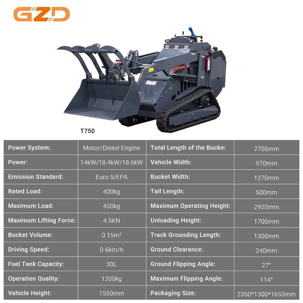 GZD Earth-moving Machinery Mini Small Skid Steer Loader Construction ...