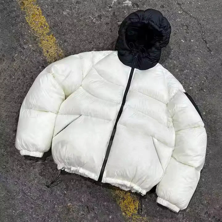 Salati Custom Manufacturers Streetwear Hooded Bubble Puffy Nylon Waterproof Cropped Light Nylon Warm Down Winter Puffer Jacket gallery 4