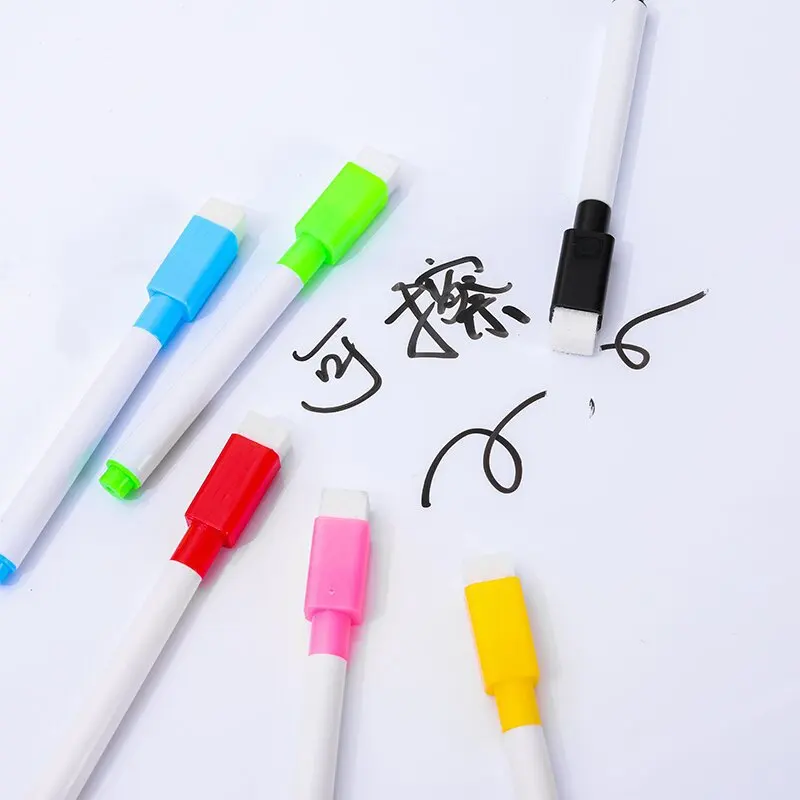 Magnetic dry wipe pens dry erase markers with eraser cap low odor fine tip whiteboard pens