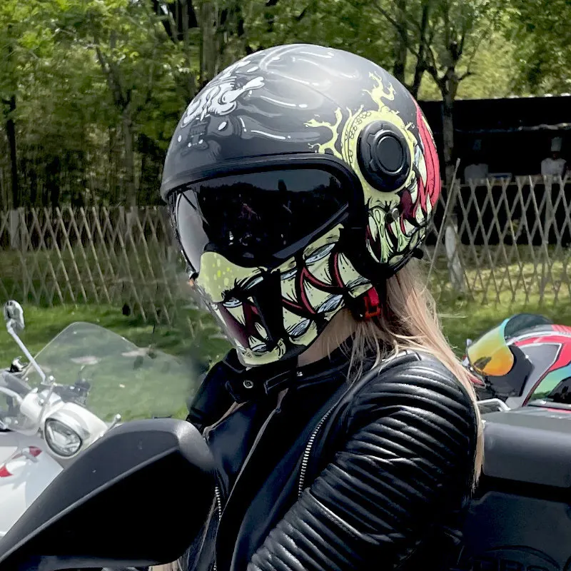 ECE DOT Certified Four Seasons Modular Full Face Retro Motorcycle Helmets Universal Combination Half Helmet Open Face ABS