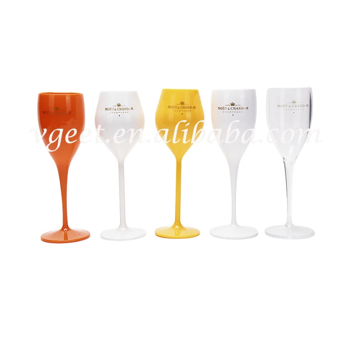 1PCs Moet Champagne Flutes Glasses PP Plastic Wine Glasses Dishwasher-safe  White Acrylic Champagne Glass Transparent Wine Glass