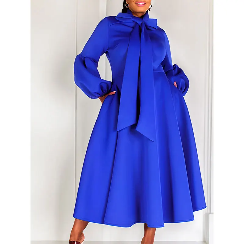 Church Dresses For Black Women African Fashion Bow Neck Fashion Formal ...