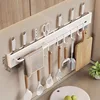 Porta cuchillos blanco con 10 ganchos, 50cm