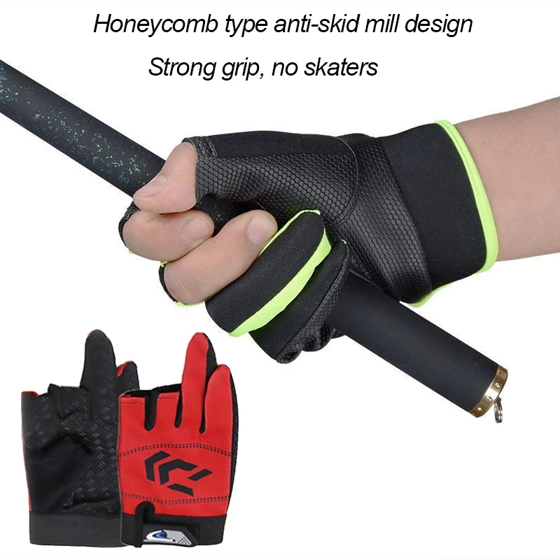 1 Pair Waterproof 3 Cut Fingers Gloves Anti-slip Outdoor Fishing Sports Mittens 