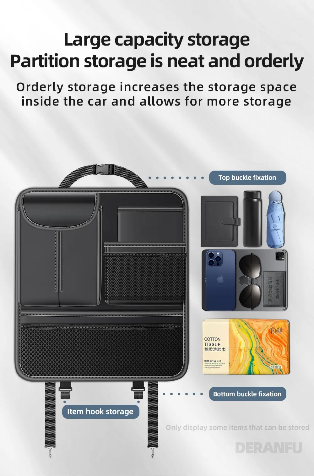 thumbnail image 2 of Leather Backseat Car Organizer & Kick Mat - Waterproof With Storage Pockets, Beige 2 of 10