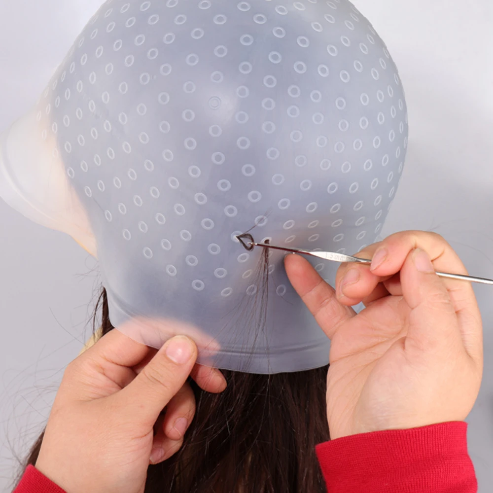 Silicone Dye Hat Reusable Cap for Hair Color Highlighting Hairdressing   Needle  eBay